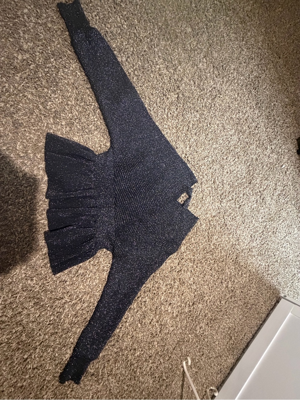 Metallic  Black Peplum Knit Sweater